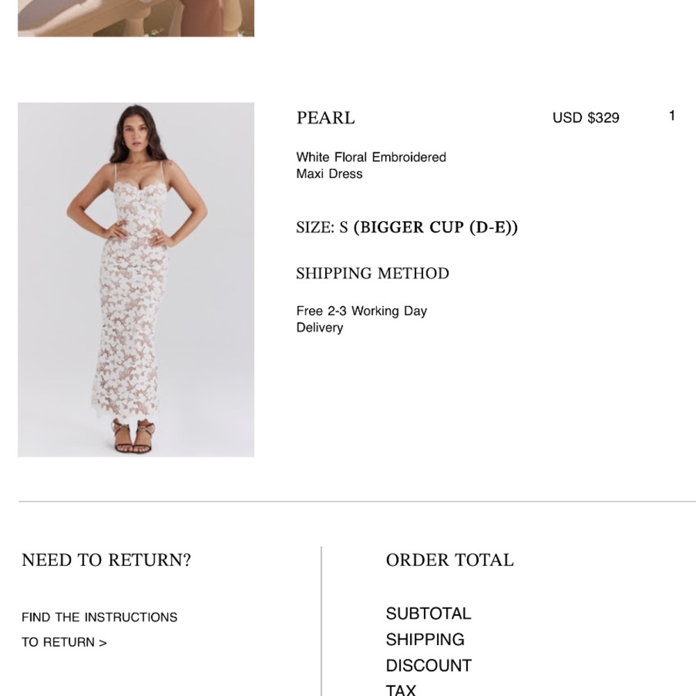 House of CB Pearl White Floral Embroidered Dress - Picture 6 of 6